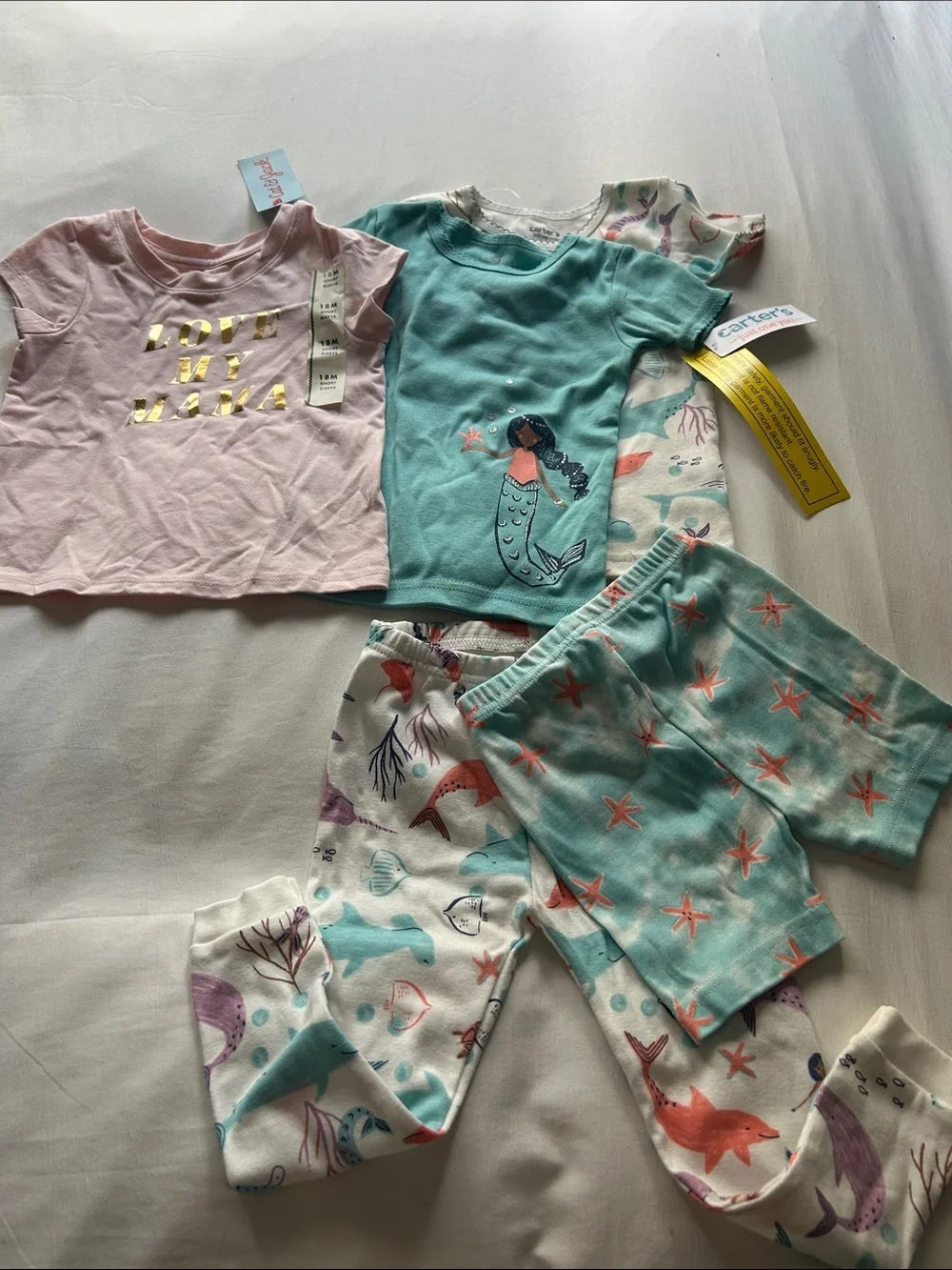 Carter's Mermaid & Sea Life 4-Piece Pajama Set  + LOVE MY MAMA T-shirt